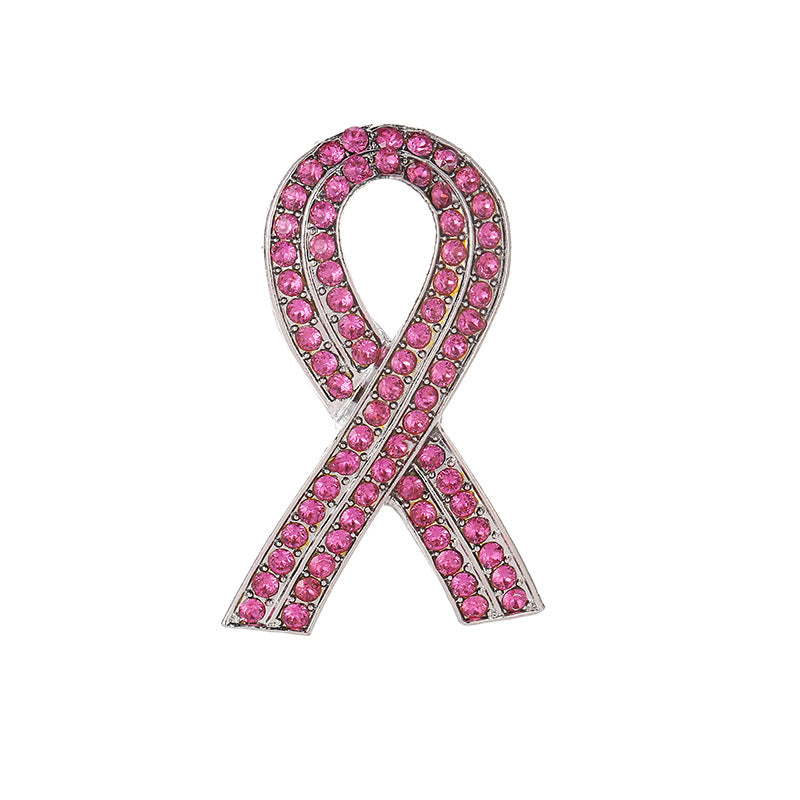 Foreign trade hot-selling ribbon brooch jewelry fashion diamond red ribbon brooch brooch activities commemorative clothing wholesale