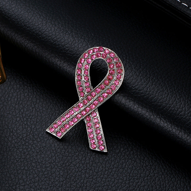Foreign trade hot-selling ribbon brooch jewelry fashion diamond red ribbon brooch brooch activities commemorative clothing wholesale