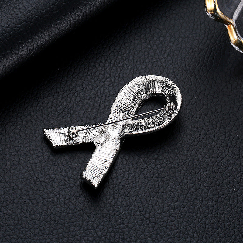 Foreign trade hot-selling ribbon brooch jewelry fashion diamond red ribbon brooch brooch activities commemorative clothing wholesale