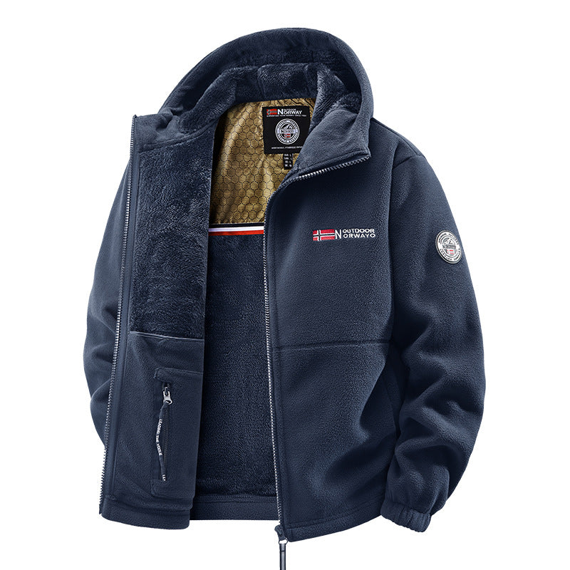 Cross-Border Wholesale Winter Large Size Middle-Aged and Elderly Men's Jackets Youth Fleece Sports Couple Models Norwegian Warm