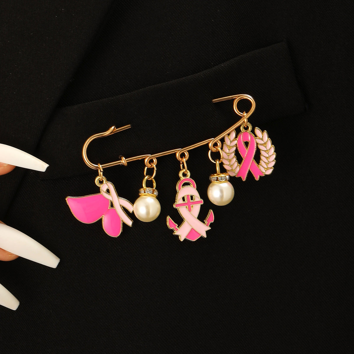 Foreign trade hot-selling ribbon brooch jewelry fashion diamond red ribbon brooch brooch activities commemorative clothing wholesale
