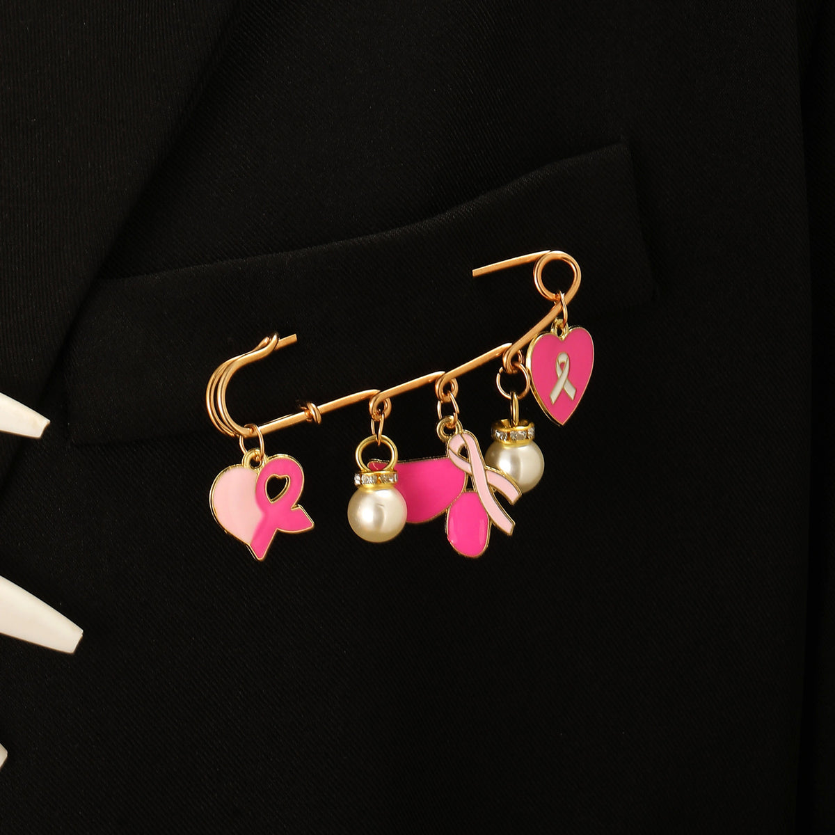Foreign trade hot-selling ribbon brooch jewelry fashion diamond red ribbon brooch brooch activities commemorative clothing wholesale