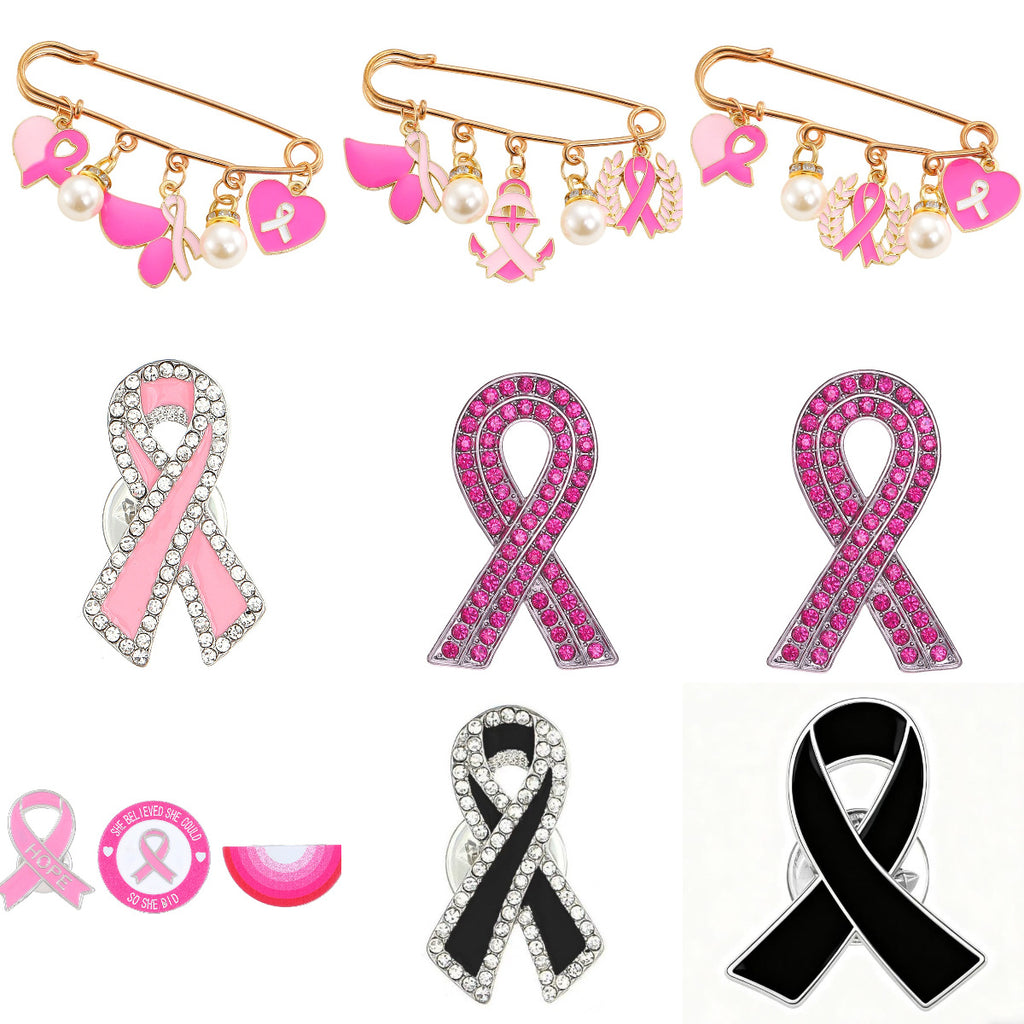 Foreign trade hot-selling ribbon brooch jewelry fashion diamond red ribbon brooch brooch activities commemorative clothing wholesale