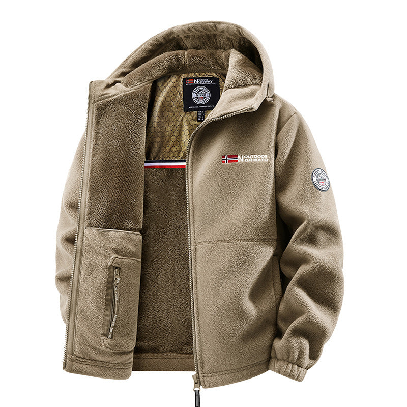 Cross-Border Wholesale Winter Large Size Middle-Aged and Elderly Men's Jackets Youth Fleece Sports Couple Models Norwegian Warm