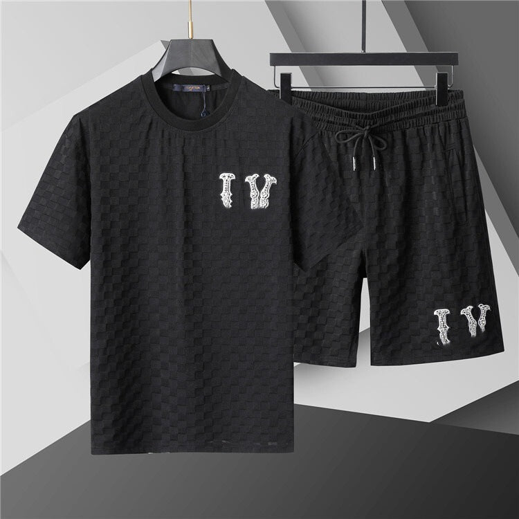 High-Quality Version, Authentic Short-Sleeve Shorts Set, Casual Sports Summer European and American Popular Collection, Round-Neck T-Shirt, Cross-Border