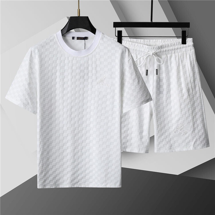High-Quality Version, Authentic Short-Sleeve Shorts Set, Casual Sports Summer European and American Popular Collection, Round-Neck T-Shirt, Cross-Border
