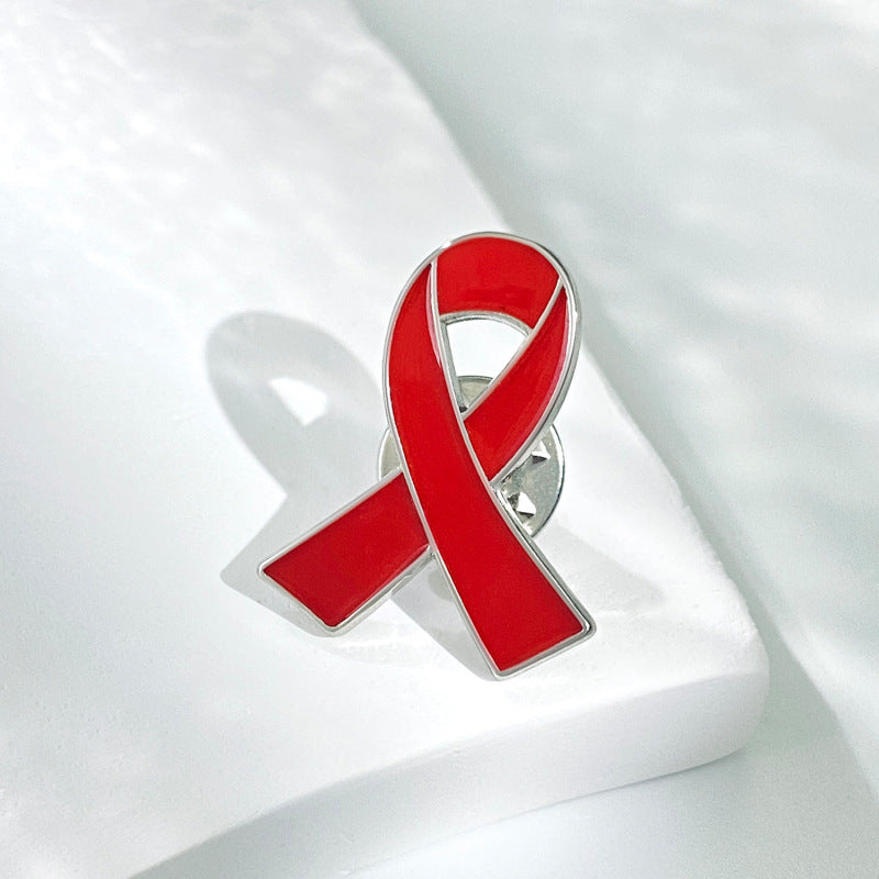 Foreign trade hot-selling ribbon brooch jewelry fashion diamond red ribbon brooch brooch activities commemorative clothing wholesale