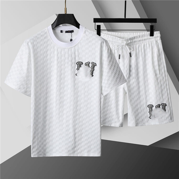 High-Quality Version, Authentic Short-Sleeve Shorts Set, Casual Sports Summer European and American Popular Collection, Round-Neck T-Shirt, Cross-Border