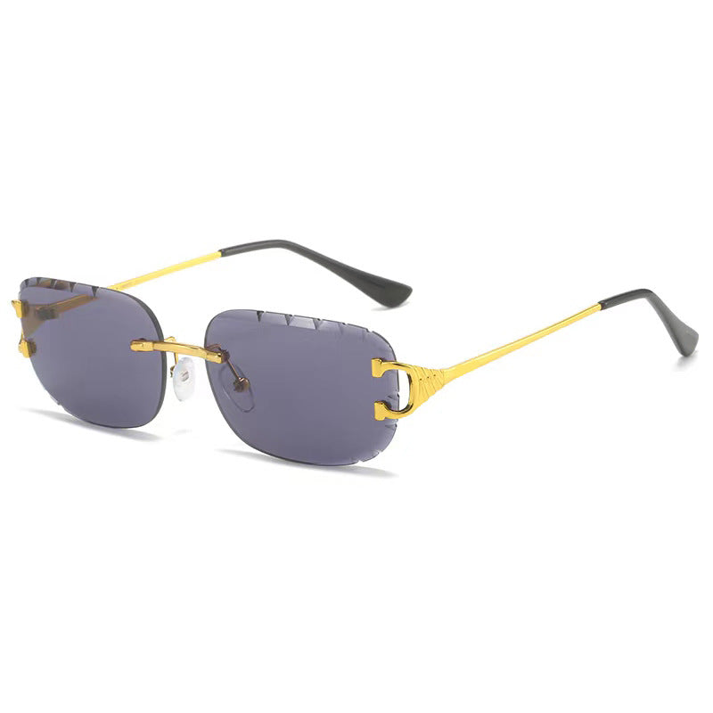 Card family frameless diamond trim square sunglasses women's European and American online popular ins street photography sunglasses trendy sunglasses