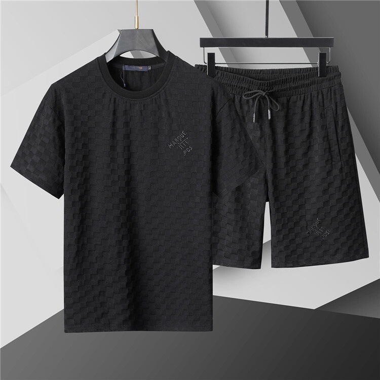 High-Quality Version, Authentic Short-Sleeve Shorts Set, Casual Sports Summer European and American Popular Collection, Round-Neck T-Shirt, Cross-Border