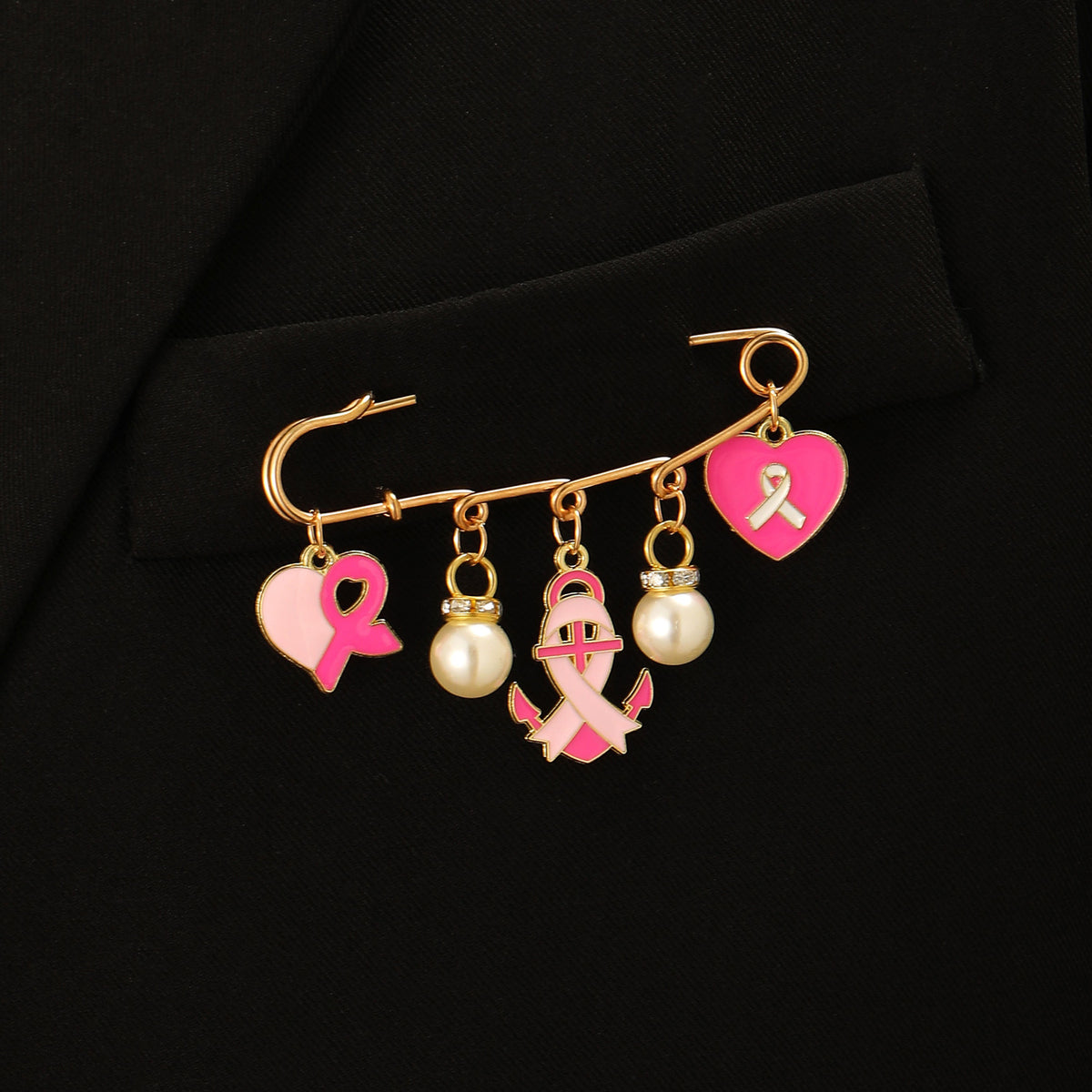 Foreign trade hot-selling ribbon brooch jewelry fashion diamond red ribbon brooch brooch activities commemorative clothing wholesale