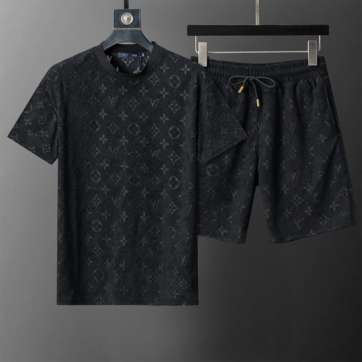 High-Quality Version, Authentic Short-Sleeve Shorts Set, Casual Sports Summer European and American Popular Collection, Round-Neck T-Shirt, Cross-Border