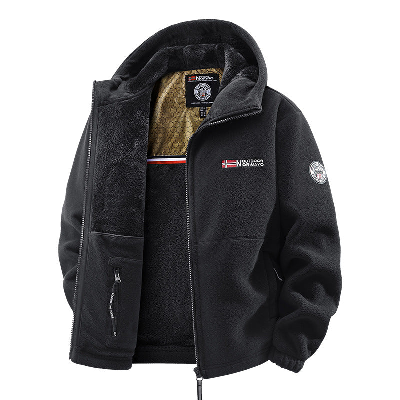 Cross-Border Wholesale Winter Large Size Middle-Aged and Elderly Men's Jackets Youth Fleece Sports Couple Models Norwegian Warm