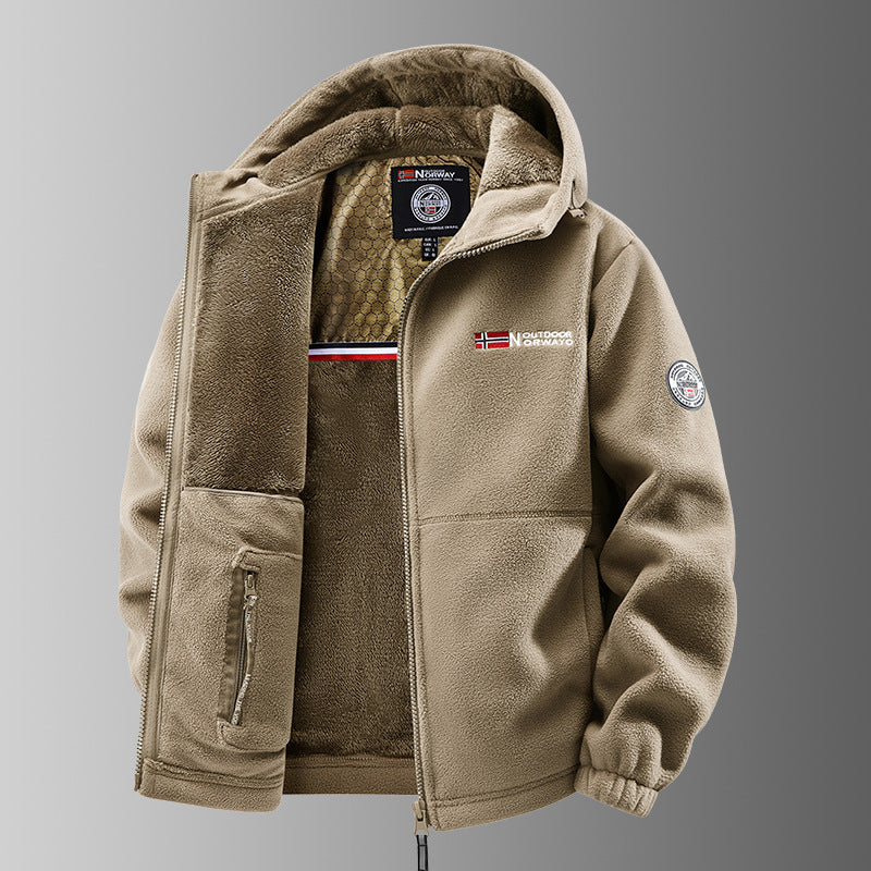 Cross-Border Wholesale Winter Large Size Middle-Aged and Elderly Men's Jackets Youth Fleece Sports Couple Models Norwegian Warm