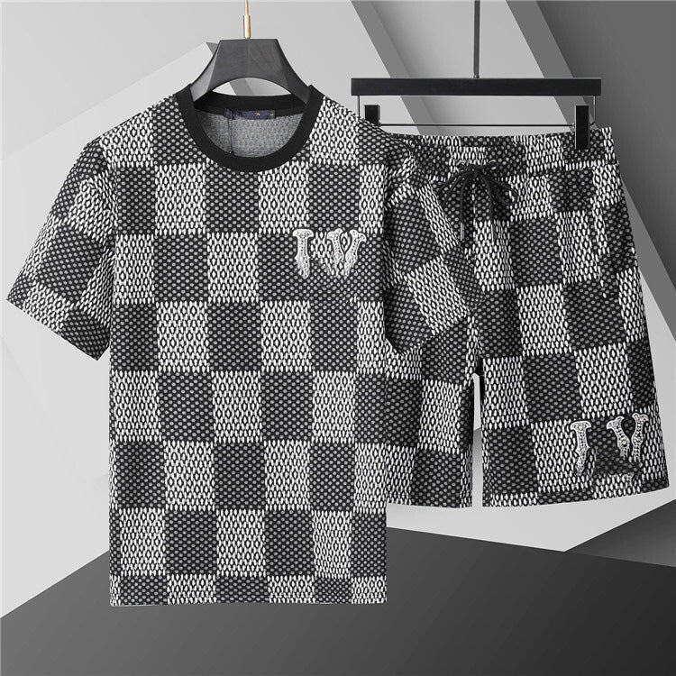 High-Quality Version, Authentic Short-Sleeve Shorts Set, Casual Sports Summer European and American Popular Collection, Round-Neck T-Shirt, Cross-Border