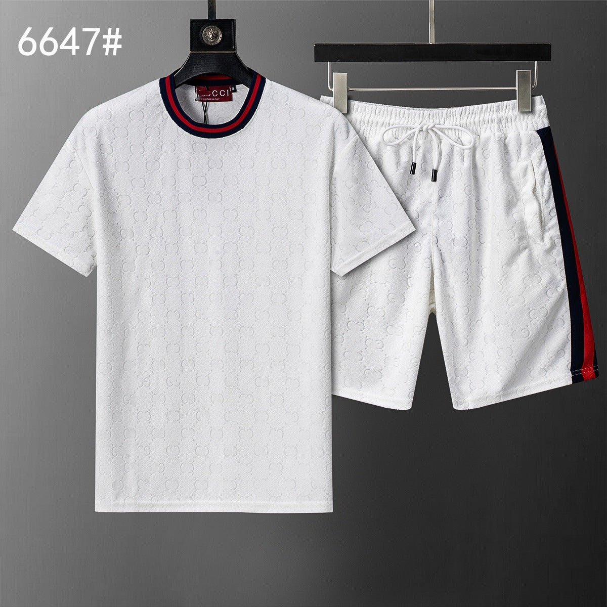 High-Quality Version, Authentic Short-Sleeve Shorts Set, Casual Sports Summer European and American Popular Collection, Round-Neck T-Shirt, Cross-Border