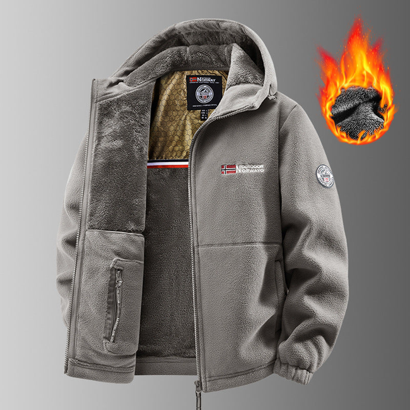 Cross-Border Wholesale Winter Large Size Middle-Aged and Elderly Men's Jackets Youth Fleece Sports Couple Models Norwegian Warm