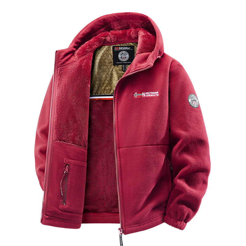 Cross-Border Wholesale Winter Large Size Middle-Aged and Elderly Men's Jackets Youth Fleece Sports Couple Models Norwegian Warm