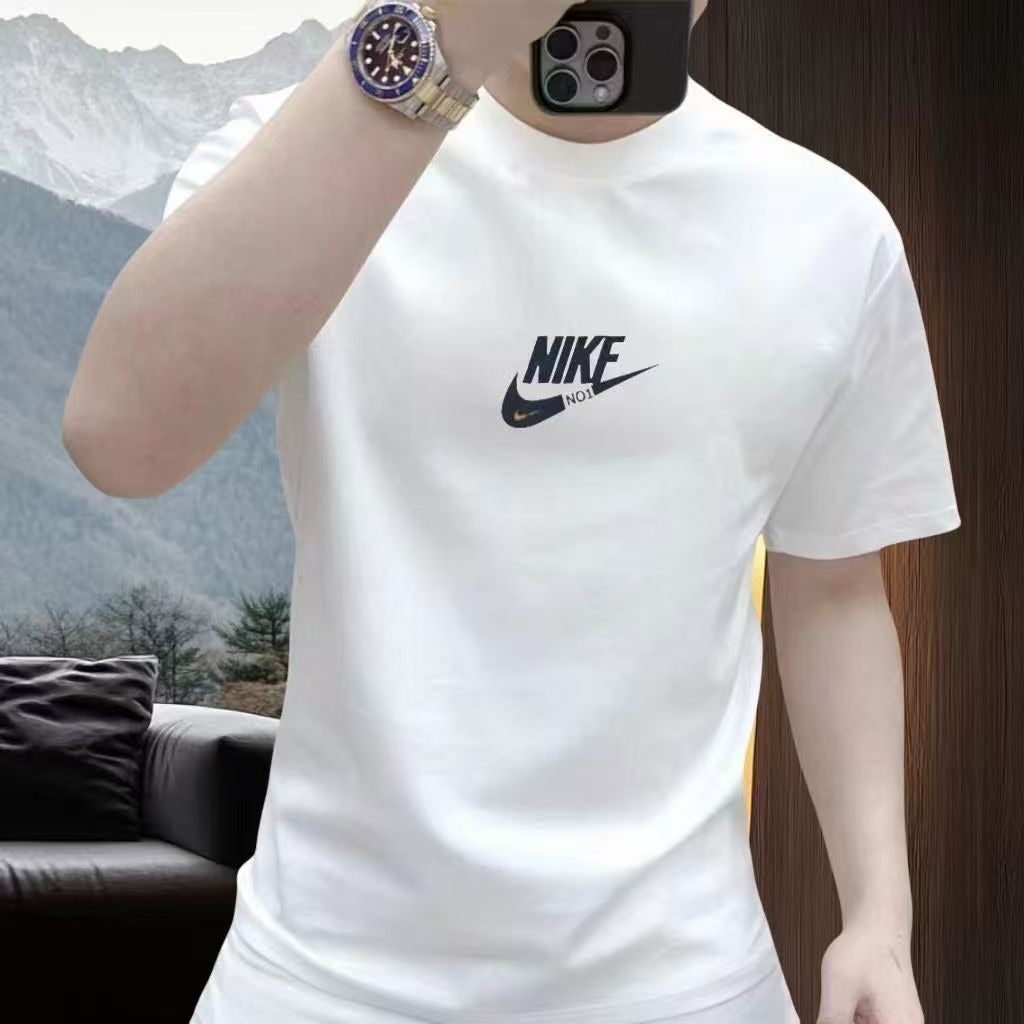 Foreign Trade Wholesale Heavy Cotton Short-sleeved T-shirt Men's Summer New High-end Trendy Brand Loose Crewneck Trendy T-shirt
