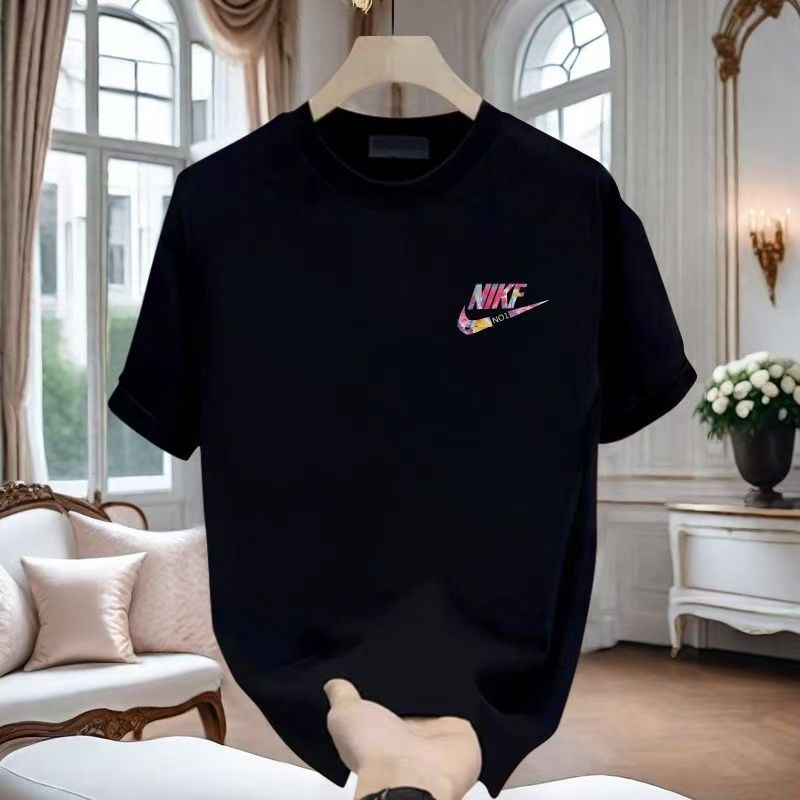 Foreign Trade Wholesale Heavy Cotton Short-sleeved T-shirt Men's Summer New High-end Trendy Brand Loose Crewneck Trendy T-shirt